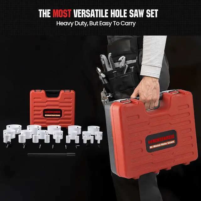Alt view image 3 of 7 - Bi Metal Hole Saw Kit, 30-Pieces All Purpose Combination Hole Saw Set Including 10" Extension, Sizes Range: 3/4" to 4-3/4", Increased Cutting Depth to 2", Ideal for Wood, Metal, PVC, Aluminum