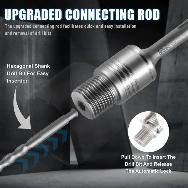 Alt view image 3 of 7 - Concrete Hole Saw Kit with Hole Saw Dust Bowl, Kit Size 30 40 65 80 100 115 MM with Upgraded SDS Plus & Max Shank, Concrete Hole Saw Set for Concrete Brick Stone Cement Wall