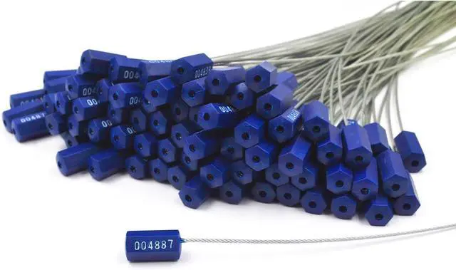Main image of (200 PCS) 11.8 inch Security Cable Seals Numbered Tamper Proof Security Tags, Steel Pull-Tite Container Seals Wire Seals, Metal Self-Locking Cable Steel Wire Seal for Truck Container Shipping, Blue