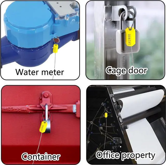 Alt view image 3 of 6 - (200 PCS) 11.8 inch Security Cable Seals Numbered Tamper Proof Security Tags, Steel Pull-Tite Container Seals Wire Seals, Metal Self-Locking Cable Steel Wire Seal for Truck Container Shipping, Blue
