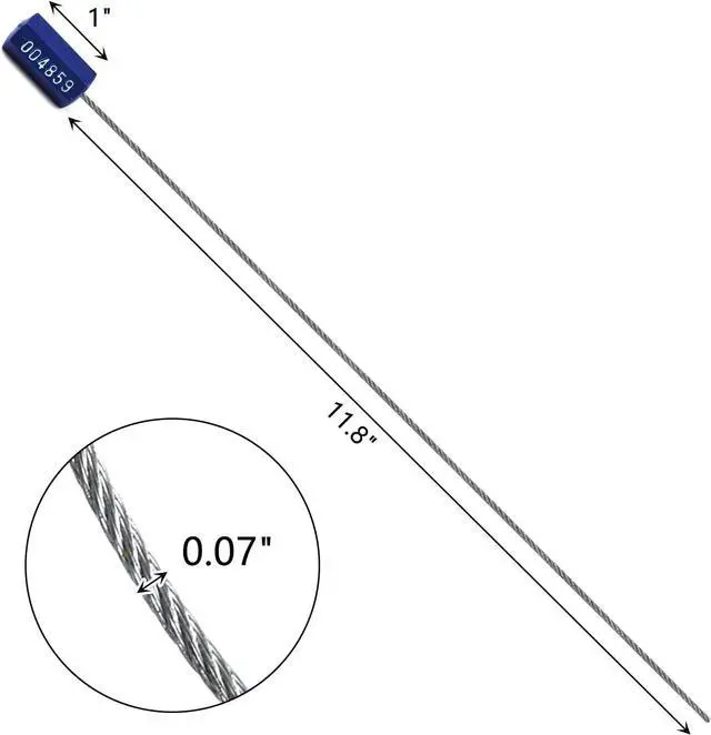 Alt view image 4 of 6 - (200 PCS) 11.8 inch Security Cable Seals Numbered Tamper Proof Security Tags, Steel Pull-Tite Container Seals Wire Seals, Metal Self-Locking Cable Steel Wire Seal for Truck Container Shipping, Blue