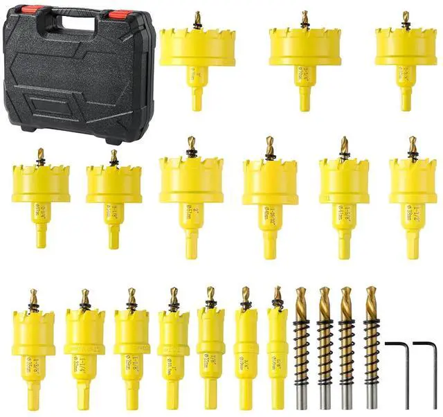 Main image of 24Pcs Carbide Hole Saw Kit,5/8'' to 3'' TCT Hole Saw Set with Upgraded Pilot Drill bit for Hard Metal,Alloy,Aluminum,Stainless Steel,Plastic,Iron