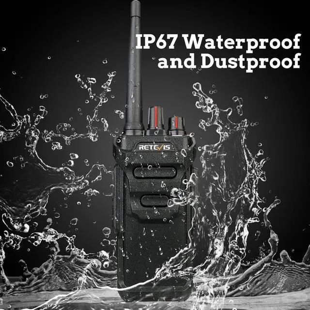 Alt view image 3 of 7 - RT48 Waterproof Walkie Talkies for Adults,Heavy Duty 2 Way Radio,Professional/Business Two Way Radio,1200mAh Battery,VOX,SOS Alarm,Rechargeable Radios for Outdoor Construction School(10 Pack)