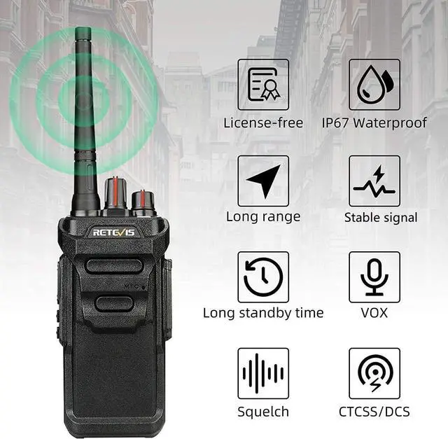 Alt view image 5 of 7 - RT48 Waterproof Walkie Talkies for Adults,Heavy Duty 2 Way Radio,Professional/Business Two Way Radio,1200mAh Battery,VOX,SOS Alarm,Rechargeable Radios for Outdoor Construction School(10 Pack)