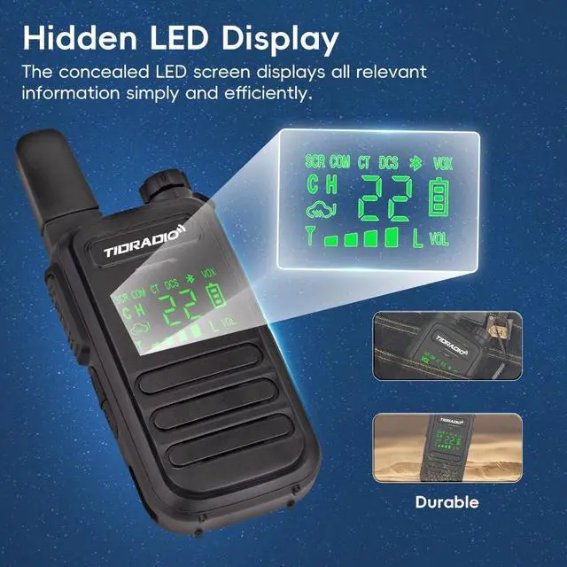 Alt view image 4 of 7 - TD-M11 Walkie Talkies Waterproof IP67 Long Range FRS Two-Way Radios, Frequency Copy, VOX, NOAA Emergency Weather Radio for Camping Hunting Gear, Mix Color - 4 Pack