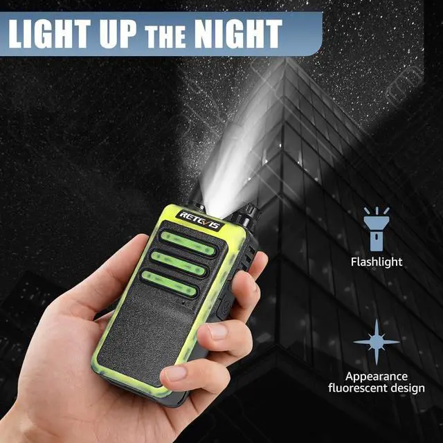 Alt view image 2 of 7 - RB66 Walkie Talkie 1 Hour Fast Charging,Portable FRS Two-Way Radios with Earpiece,USB-C Charging,Flashlight,Fluorescent Design,Business 2 Way Radio for Catering Healthcare School(20 Pack)