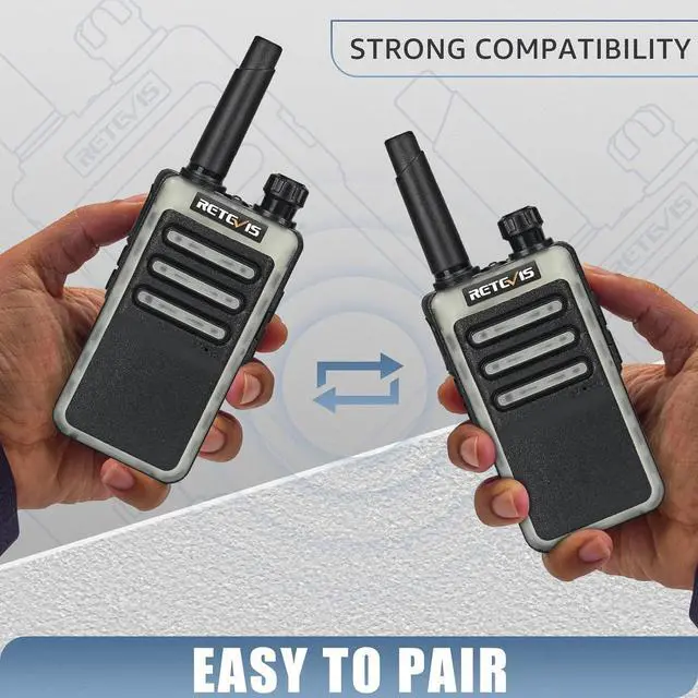 Alt view image 5 of 7 - RB66 Walkie Talkie 1 Hour Fast Charging,Portable FRS Two-Way Radios with Earpiece,USB-C Charging,Flashlight,Fluorescent Design,Business 2 Way Radio for Catering Healthcare School(20 Pack)