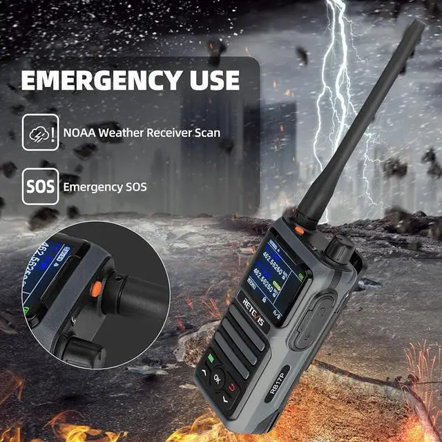 Alt view image 4 of 7 - RB17P GMRS Radio Walkie Talkie, GMRS 2 Way Radio Long Range Walkie Talkies Rechargeable with 2200mAh Battery, SOS Siren, NOAA Scanning & Receiving for Hikers, Campers and Hunters