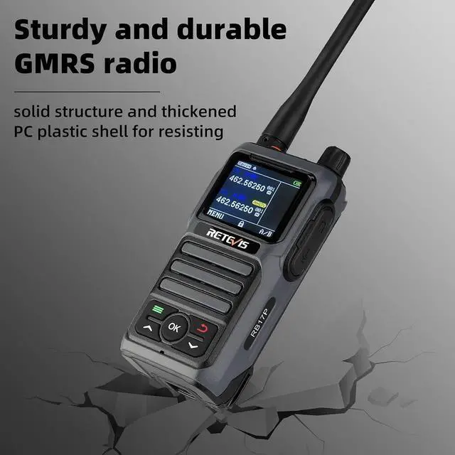 Alt view image 7 of 7 - RB17P GMRS Radio Walkie Talkie, GMRS 2 Way Radio Long Range Walkie Talkies Rechargeable with 2200mAh Battery, SOS Siren, NOAA Scanning & Receiving for Hikers, Campers and Hunters