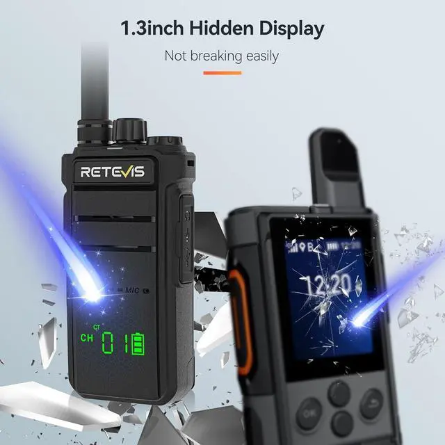 Alt view image 4 of 7 - RB26H Walkie Talkies Long Range,Walkie Talkies with Earpiece, GMRS Radio, USB-C, Hidden Display, 2000mAh Battery, Flashlight, Two Way Radio Long Range for Hospitality Healthcare(10 Pack)