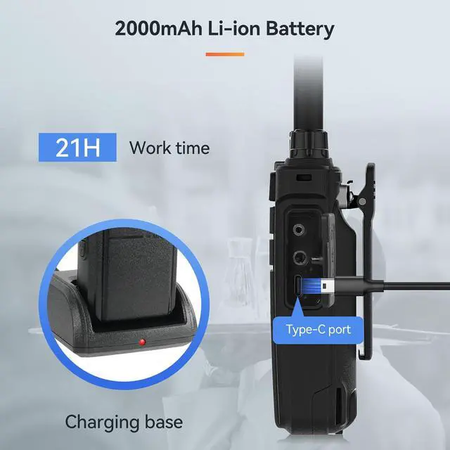 Alt view image 5 of 7 - RB26H Walkie Talkies Long Range,Walkie Talkies with Earpiece, GMRS Radio, USB-C, Hidden Display, 2000mAh Battery, Flashlight, Two Way Radio Long Range for Hospitality Healthcare(10 Pack)