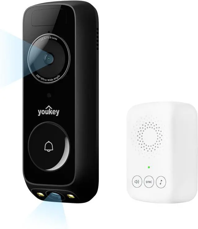 Main image of Wireless Doorbell Camera with Chime, No Monthly Fee, 2K Video Doorbell with Dual Cam, AI + Radar + PIR Detection, 2.4/5GHz WiFi-6, Two-way Talk, Color Night Vision, Battery/Wired Powered, DB312