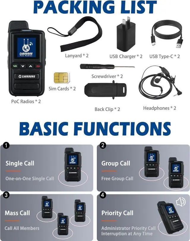 Alt view image 4 of 7 - X13 Nationwide 4G Walkie Talkies Long Range - Unlimited Range Global Two Way Radios with SIM Cards2 Pack