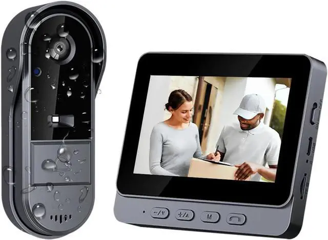 Doorbell Camera Wireless No Subscription 1080P, Waterproof Door Bell Camera with Monitor Screen Free Storage NO WiFi and APP, Video Intercom Two-Way Audio, 170?View Angle,Night Vision
