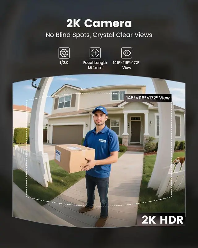 Alt view image 2 of 7 - Smart Lock with Camera, 6-in-1 WiFi Doorbell Keyless Entry Door Lock, Deadbolt Lock for Front Door, Fingerprint, Keypad Code, App Control, IP65 Waterproof, BHMA, Support Alexa&Google Assistant