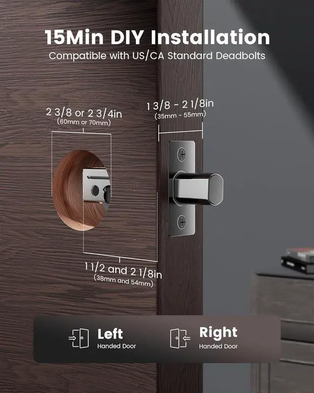 Alt view image 6 of 7 - Smart Lock with Camera, 6-in-1 WiFi Doorbell Keyless Entry Door Lock, Deadbolt Lock for Front Door, Fingerprint, Keypad Code, App Control, IP65 Waterproof, BHMA, Support Alexa&Google Assistant