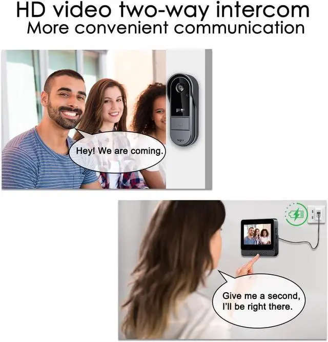 Alt view image 2 of 7 - Doorbell Camera Wireless with Monitor for Apartment, Timbre con Camara 1080P No Subscription/App/WiFi Needed,Waterproof Door Bell Video Intercom 2-Way Talk, 170° View Angle Timbre con Camara