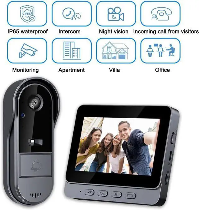 Alt view image 3 of 7 - Doorbell Camera Wireless with Monitor for Apartment, Timbre con Camara 1080P No Subscription/App/WiFi Needed,Waterproof Door Bell Video Intercom 2-Way Talk, 170° View Angle Timbre con Camara