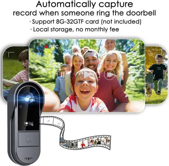 Alt view image 4 of 7 - Doorbell Camera Wireless with Monitor for Apartment, Timbre con Camara 1080P No Subscription/App/WiFi Needed,Waterproof Door Bell Video Intercom 2-Way Talk, 170° View Angle Timbre con Camara