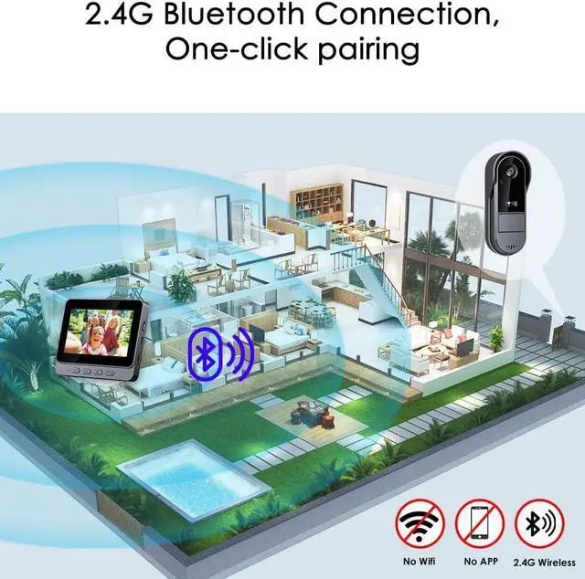 Alt view image 5 of 7 - Doorbell Camera Wireless with Monitor for Apartment, Timbre con Camara 1080P No Subscription/App/WiFi Needed,Waterproof Door Bell Video Intercom 2-Way Talk, 170° View Angle Timbre con Camara
