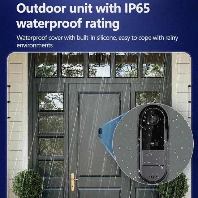 Alt view image 4 of 7 - Doorbell Camera Wireless No Subscription Video Doorbell with Camera 1080P with Screen,Two-Way Audio,170° Angle,Night Vision,IP65 Waterproof for Outdoor,No APP,No WiFi,Easy to Use for Elder