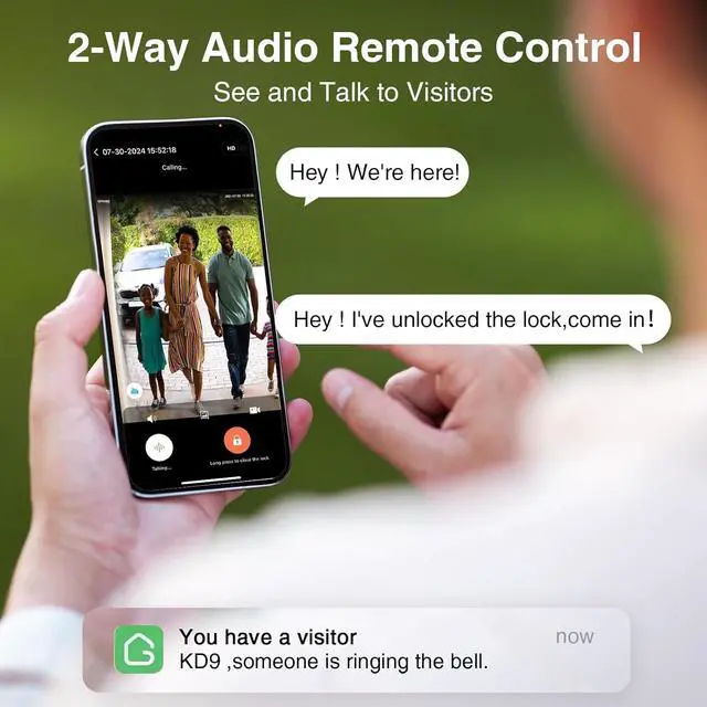 Alt view image 4 of 7 - 3 in 1 Door Lock with Fingerprint,WiFi,Keyless Entry Smart Deadbolt, 2K HD Camera, 2.4GHz, App Remote Control, Smart Door Knob with Doorbell