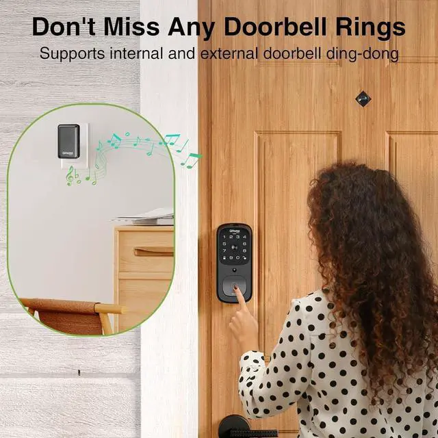 Alt view image 7 of 7 - 3 in 1 Door Lock with Fingerprint,WiFi,Keyless Entry Smart Deadbolt, 2K HD Camera, 2.4GHz, App Remote Control, Smart Door Knob with Doorbell