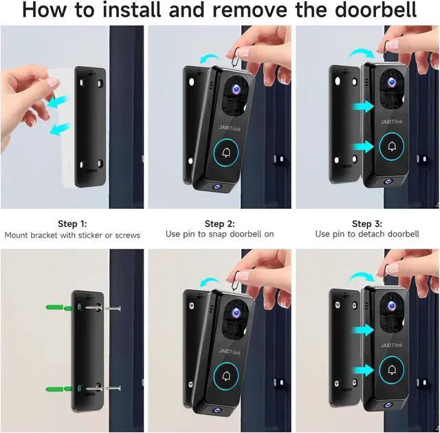 Alt view image 5 of 7 - 2K Dual Lens Video Doorbell Camera Wireless with Chime, Package Protection, 64GB SD Card, Voice Changer, 2-Way Audio, Night Vision, Compatible with Alexa
