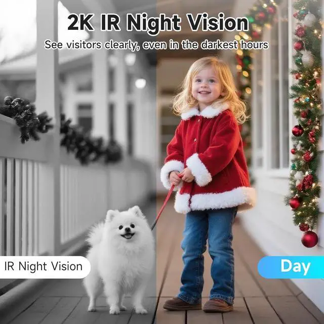 Alt view image 6 of 7 - 2K Dual Lens Video Doorbell Camera Wireless with Chime, Package Protection, 64GB SD Card, Voice Changer, 2-Way Audio, Night Vision, Compatible with Alexa