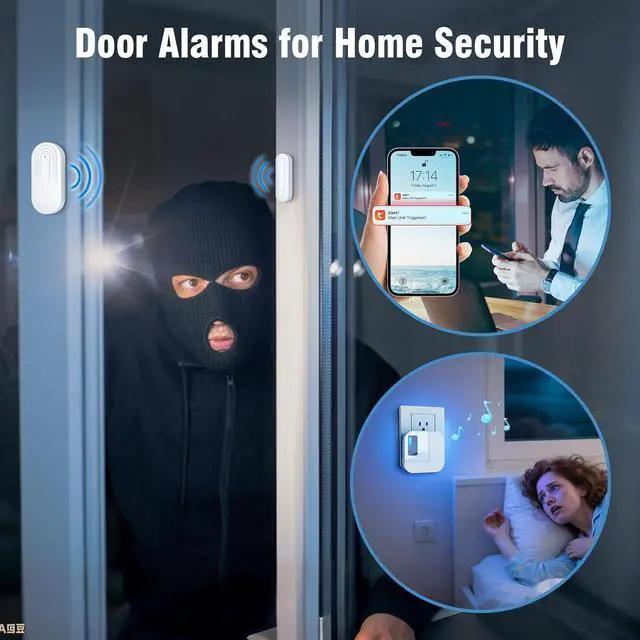 Alt view image 3 of 7 - Door Chime, WiFi Door Sensor Open Chime When Entering for Business/Home/Store/Office Alert Your Phone,Alarms for Kids Safety,500 FT Range,20 Ringtones,4 Sensors 1 Receiver