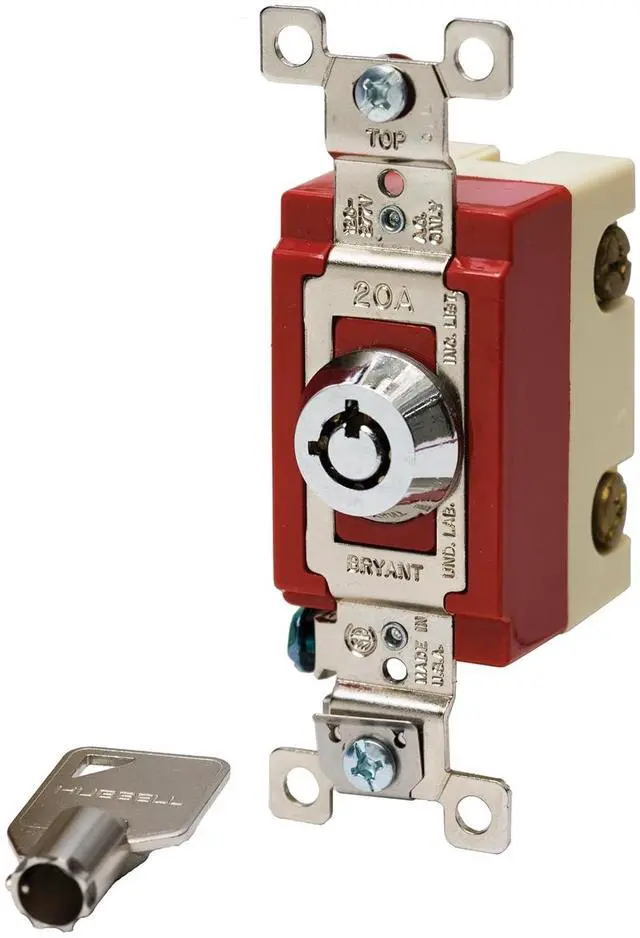 Main image of 4902RKL Locking Type Switch, Barrel-Key, Double Pole, Industrial Specification Grade, 20 Amp, 120/277V, Stainless Steel