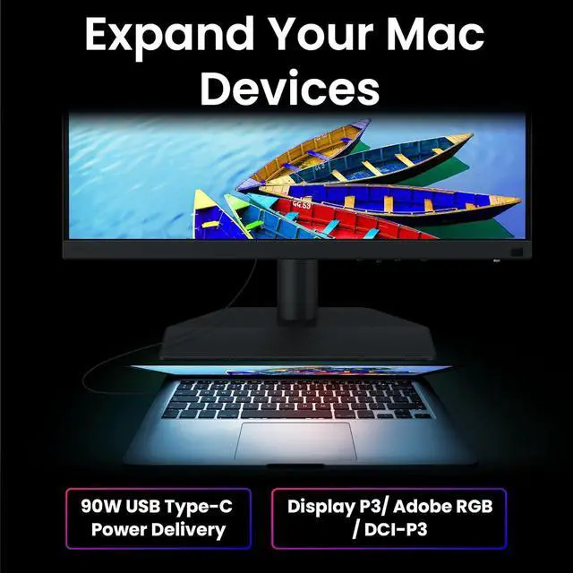Alt view image 6 of 7 - SW242Q 24-inch 2K 90W USB-C 16:10 Photographer MacBook/Windows Compatible Monitor, 99% Adobe RGB, 100% sRGB, Hardware Calibration, 90W USB-C, TUV Anti-Reflection Cert., 16-bit 3D LUT, HDR10