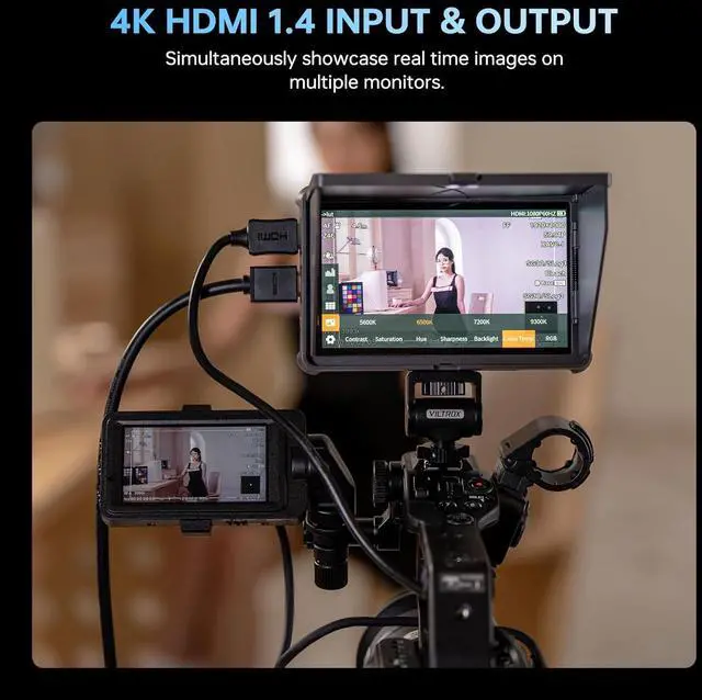 Alt view image 4 of 7 - DC-L1 7-Inch Touchscreen Camera Field Monitor 1280×800Supports HDMI 1.4Custom 3D LUT Import, Vectorscope & Waveform Scopes, Detachable Sunshade, NP-F Battery & Accessories