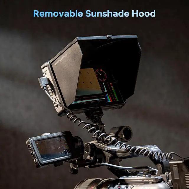 Alt view image 7 of 7 - DC-L1 7-Inch Touchscreen Camera Field Monitor 1280×800Supports HDMI 1.4Custom 3D LUT Import, Vectorscope & Waveform Scopes, Detachable Sunshade, NP-F Battery & Accessories