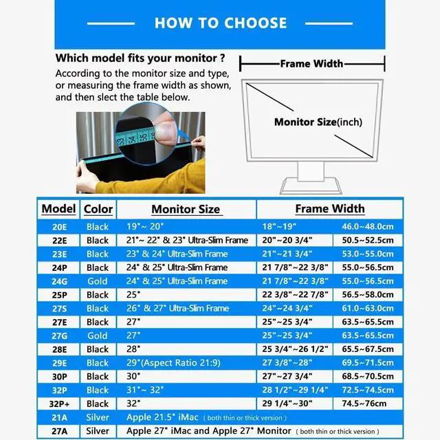 Alt view image 3 of 7 - -27S 27 inch Ultr-Slim Frame LCD LED Video Monitor Hood Sunshade Sunhood for Dell HP Viewsonic Philips Samsung LG EIZO NEC ASUS ACER BENQ AOC Lenovo, Fits Monitor Frame Width 610-630mm