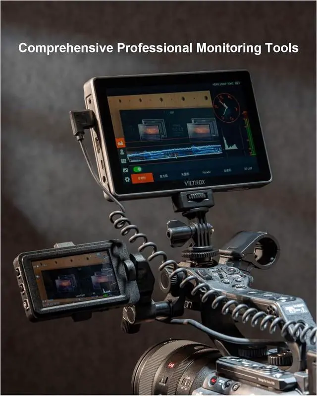 Alt view image 3 of 7 - DC-L1 7" 4K HDMI Camera Field Monitor, 600nit Touch Screen, 4K 30Hz HDMI Loop in/Out DSLR Video External Monitor for Sony Canon Nikon with Sunshade Hood, Battery, Storage Bag