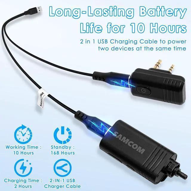 Alt view image 3 of 7 - BTEAR01 Wireless Earpiece with Clear Airtube Tube 2 Pin Dongle for Two-Way Radios, FPCN30A/FPCN10A Wireless Headset Earphone with Mic 2-Pin K Plug, 10H Talk Time