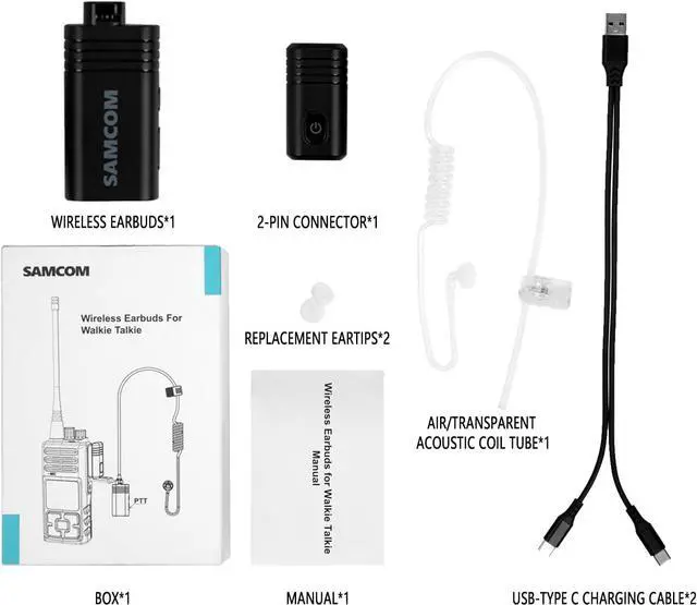 Alt view image 7 of 7 - BTEAR01 Wireless Earpiece with Clear Airtube Tube 2 Pin Dongle for Two-Way Radios, FPCN30A/FPCN10A Wireless Headset Earphone with Mic 2-Pin K Plug, 10H Talk Time