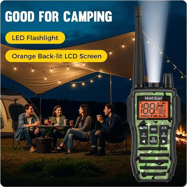 Alt view image 6 of 7 - Midd Kacy MK208 Camo Walkie Talkie - Long Range walkie talkies - 61 Channels Gmrs Handheld Radio -121 Privacy Codes,New Flashlight,SOS Siren,NOAA Weather Alerts & Scan - Camouflage,2 Pack