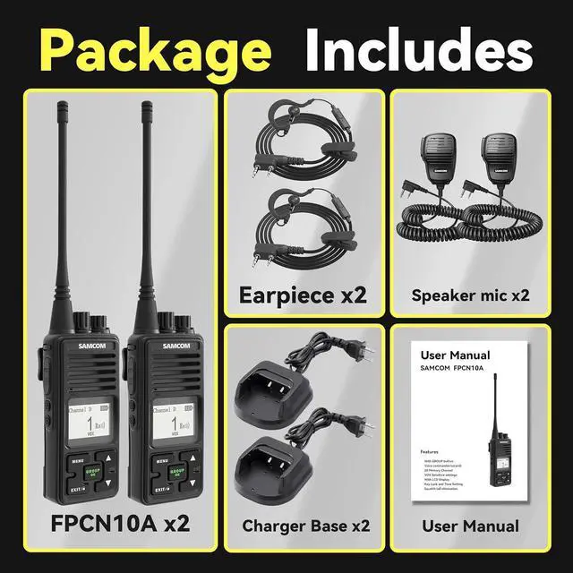 Alt view image 6 of 7 - FPCN10A Long Range Two Way Radio with Waterproof Speaker Mic - Heavy Duty Walkie Talkies, 20 Channels UHF Radios, 3000mAh Battery for Construction Site, School Security & Warehouse(2-Pack)