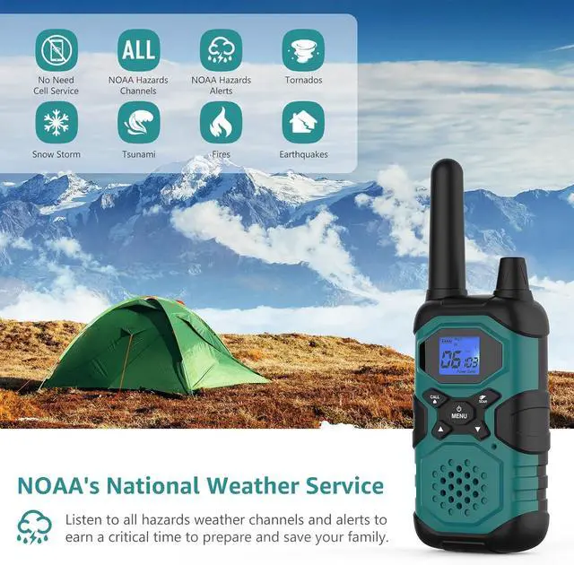 Alt view image 4 of 6 - Walkie Talkies for Adults Rechargeable Long Range 6 Pack, Multi-Purpose FRS 2 Way Radios with NOAA USB Chargers 4500mAh Battery for Family Farm Warehouse Working Camping Hiking Skiing Cruise