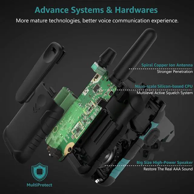 Alt view image 5 of 6 - Walkie Talkies for Adults Rechargeable Long Range 6 Pack, Multi-Purpose FRS 2 Way Radios with NOAA USB Chargers 4500mAh Battery for Family Farm Warehouse Working Camping Hiking Skiing Cruise