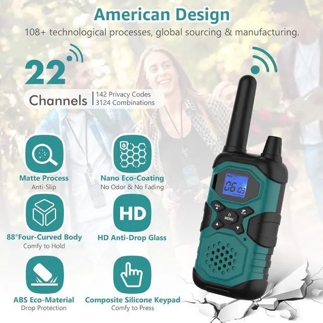 Alt view image 6 of 6 - Walkie Talkies for Adults Rechargeable Long Range 6 Pack, Multi-Purpose FRS 2 Way Radios with NOAA USB Chargers 4500mAh Battery for Family Farm Warehouse Working Camping Hiking Skiing Cruise
