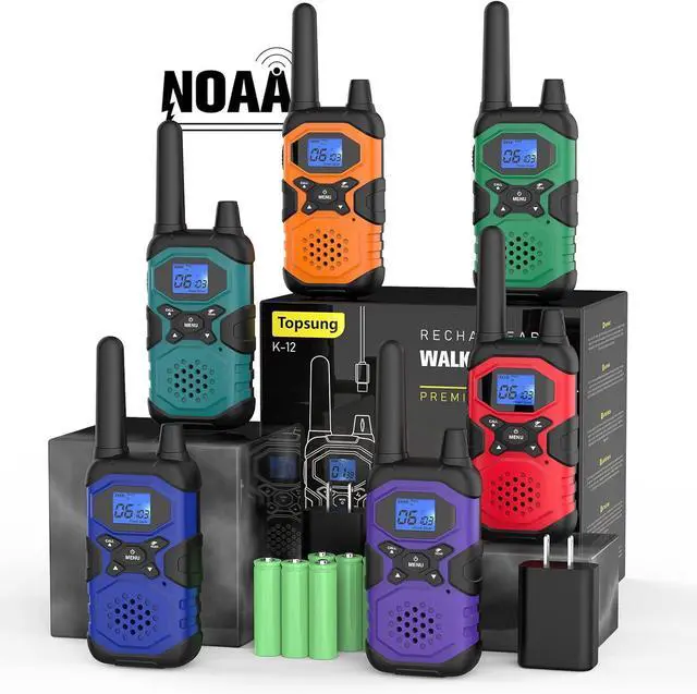 Main image of Walkie Talkies for Adults Rechargeable Long Range 6 Pack, Multi-Purpose FRS 2 Way Radios with NOAA USB Chargers 4500mAh Battery for Family Farm Warehouse Working Camping Hiking Skiing Cruise