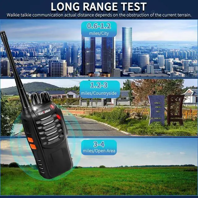 Alt view image 7 of 7 - Radios Walkie Talkies Long Range:  MT-8S Rechargeable Walkie Talkies with Earpiece, VOX, Flashlight,1500mAh Battery, Walkie Talkie for Adults, Work, Camping Essentials, 6 Pack