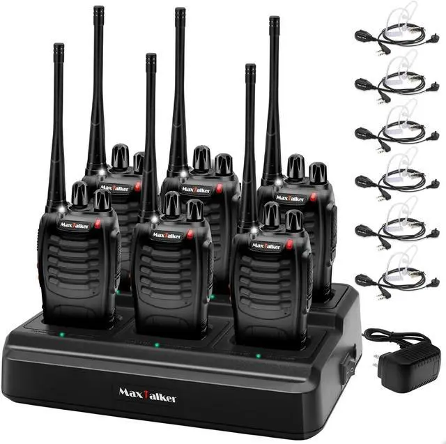 Main image of MT-8S Walkie Talkies Long Range for Adults,Rechargeable Walkie Talkie with 6 Way Multi Gang Charger, 1500mAh Li-ion Battery, Earpiece, Flashlight and USB-C Charging (6Pack)