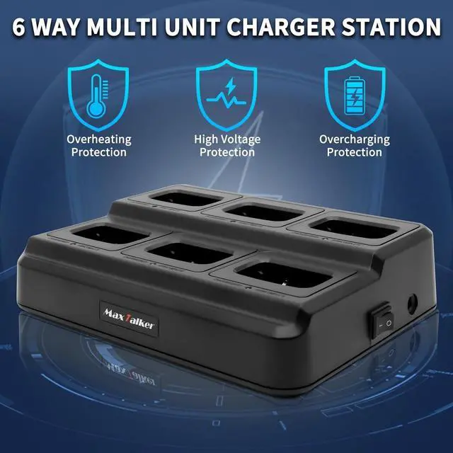 Alt view image 3 of 7 - MT-8S Walkie Talkies Long Range for Adults,Rechargeable Walkie Talkie with 6 Way Multi Gang Charger, 1500mAh Li-ion Battery, Earpiece, Flashlight and USB-C Charging (6Pack)