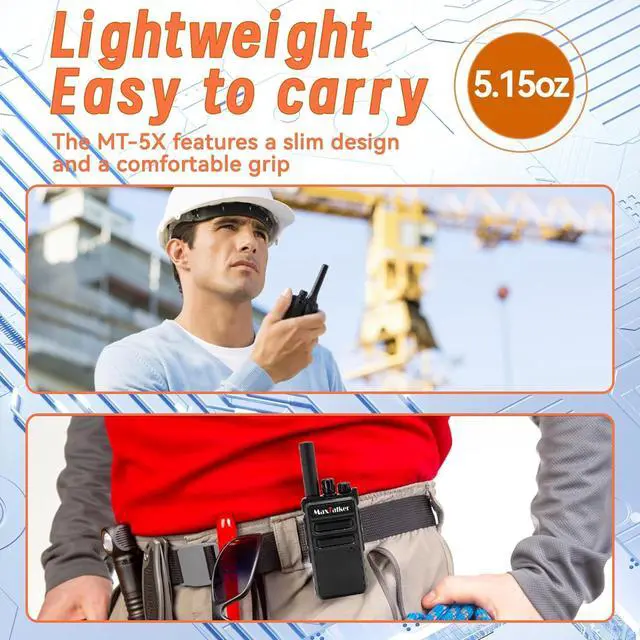 Alt view image 7 of 7 - Radios Walkie Talkies Long Range:  MT-5X Rechargeable Walkie Talkies for Adults with Upgraded Earpiece, 1500mAh Battery, Type-C Charging Two Way Radio for Business,Working,Camping Trip,6 Pack