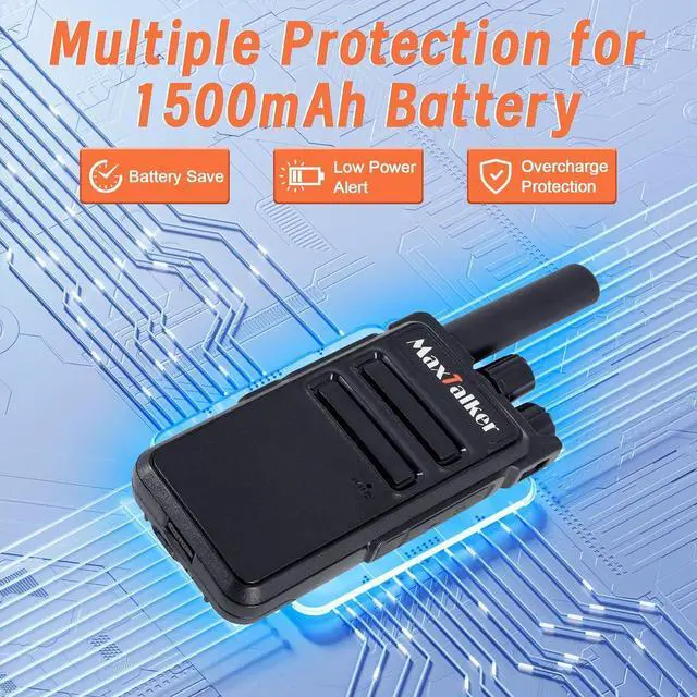 Alt view image 6 of 7 - Radios Walkie Talkies Long Range:  MT-5X Rechargeable Walkie Talkies for Adults with Upgraded Earpiece, 1500mAh Battery, Type-C Charging Two Way Radio for Business,Working,Camping Trip,6 Pack