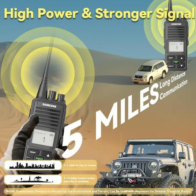 Alt view image 3 of 7 - FPCN10A Long Range Two Way Radio with Waterproof Speaker Mic - Heavy Duty Walkie Talkies, 20 Channels UHF Radios, 3000mAh Battery for Construction Site, School Security & Warehouse(2-Pack)